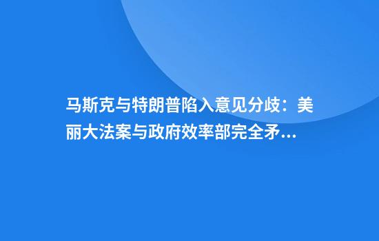 马斯克与特朗普陷入意见分歧:美丽大法案与政府效率部完全矛盾