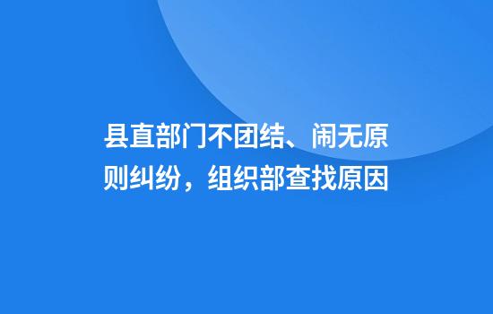 县直部门不团结、闹无原则纠纷,组织部查找原因