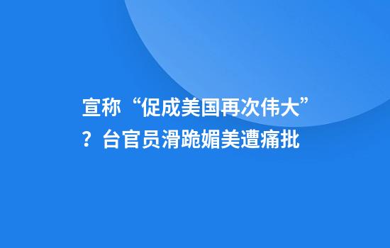 宣称“促成美国再次伟大”?台官员滑跪媚美遭痛批