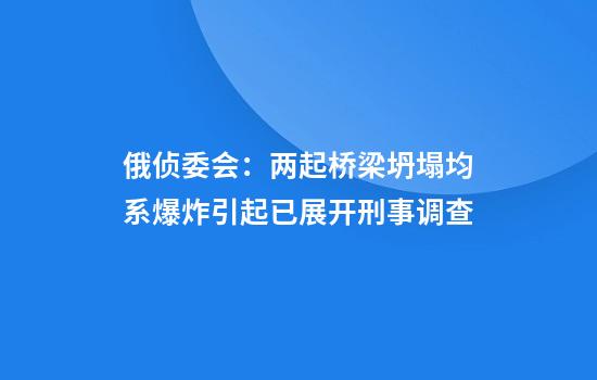 俄侦委会:两起桥梁坍塌均系爆炸引起已展开刑事调查