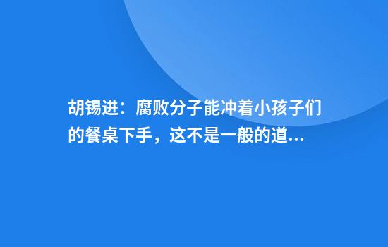 胡锡进:腐败分子能冲着小孩子们的餐桌下手,这不是一般的道德沦丧