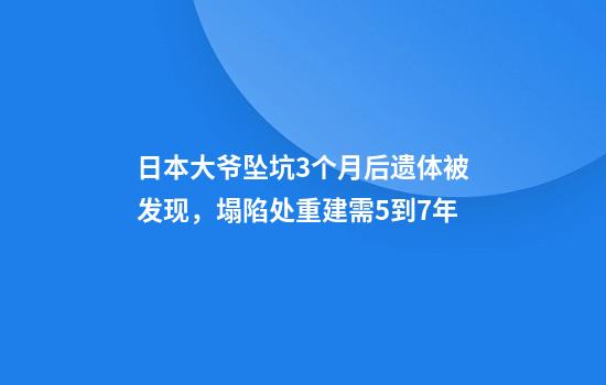 日本大爷坠坑3个月后遗体被发现,塌陷处重建需5到7年