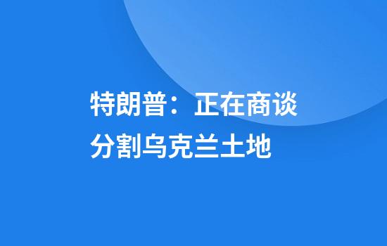 特朗普：正在商谈分割乌克兰土地