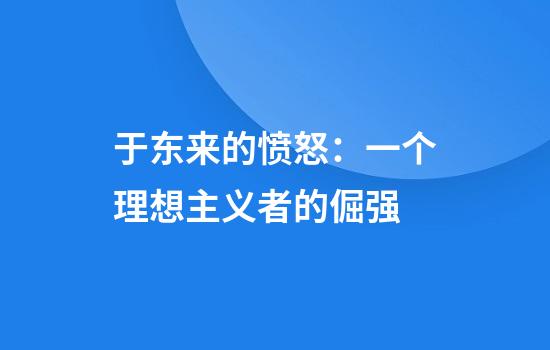 于东来的愤怒:一个理想主义者的倔强