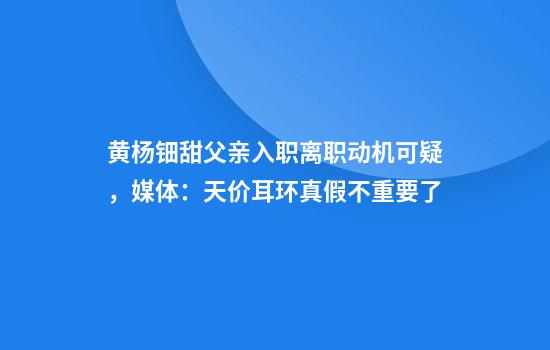 黄杨钿甜父亲入职离职动机可疑,媒体:天价耳环真假不重要了