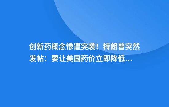 创新药概念惨遭突袭!特朗普突然发帖:要让美国药价立即降低最多80%!